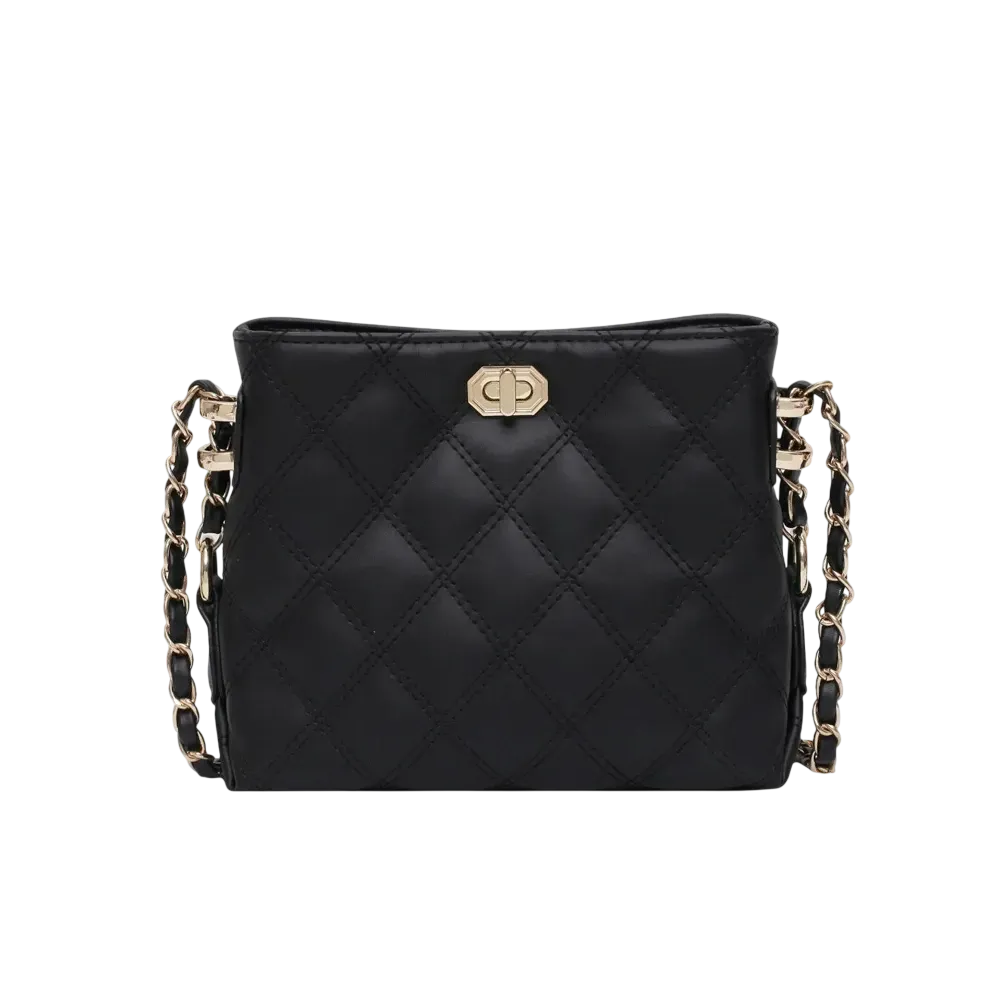 Black PU leather crossbody bag for women