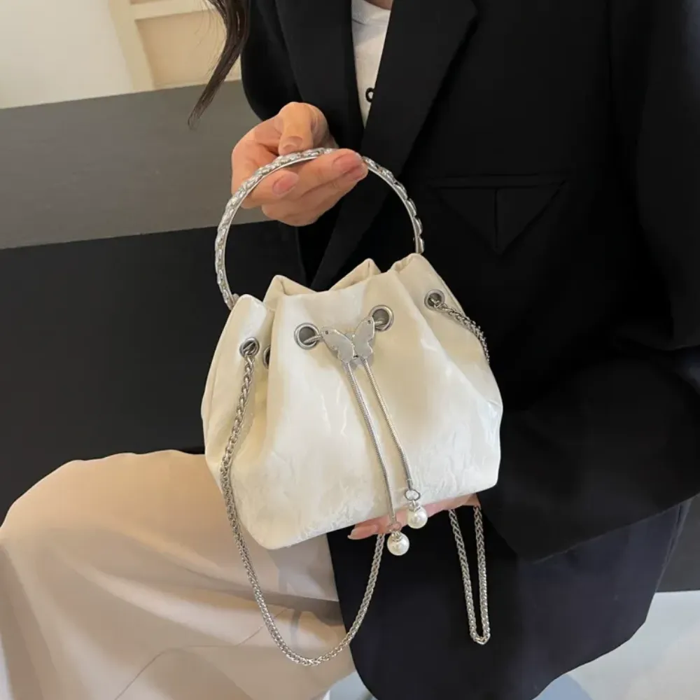 White leather crossbody bag for women