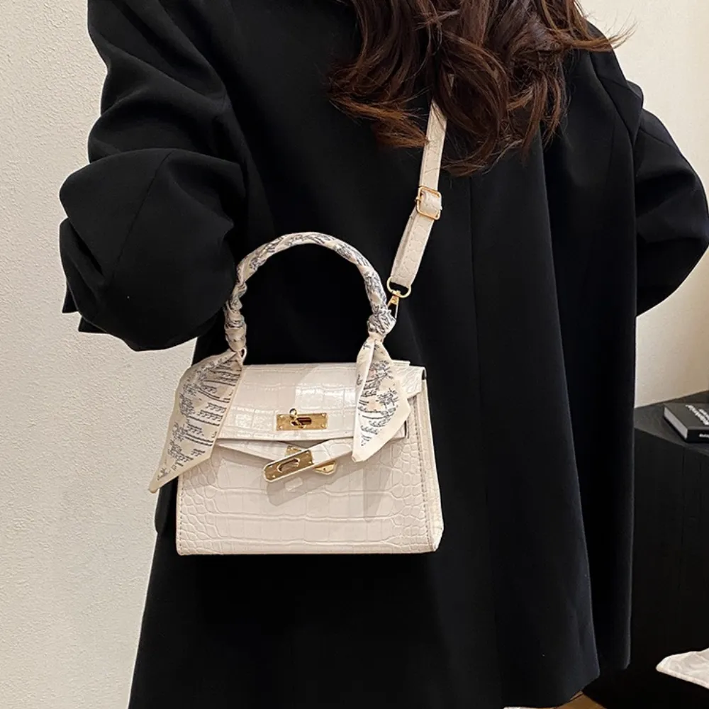 White PU leather crossbody bag for woman
