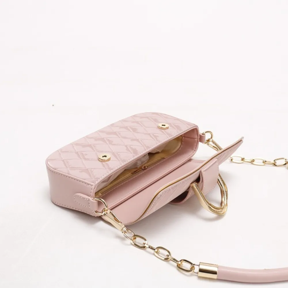 Pink crossbody bag with shoulder strap