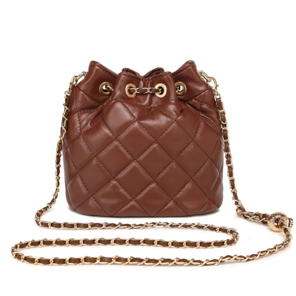 Brown textured crossbody bag for women