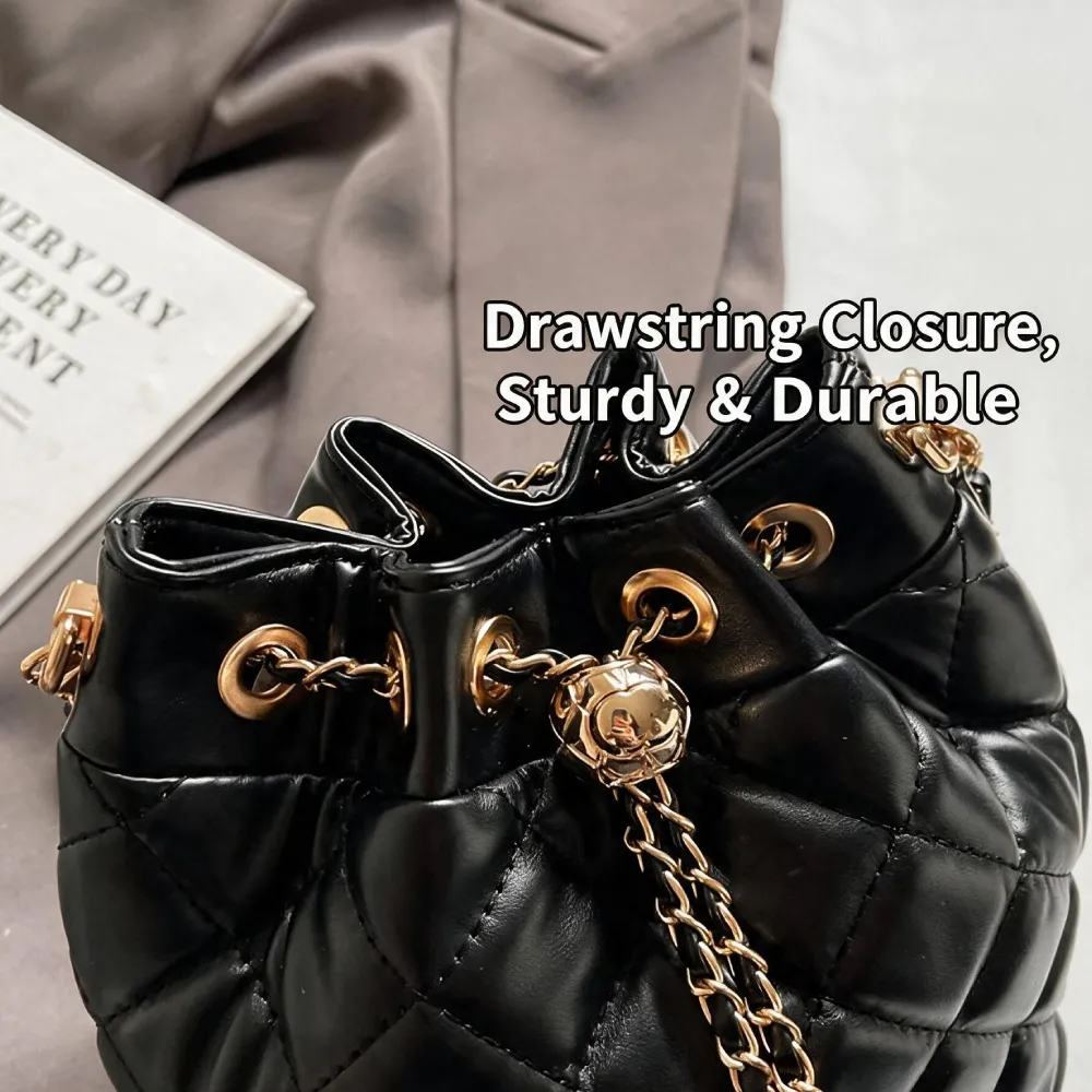 Women's crossbody bag with drawstring closure