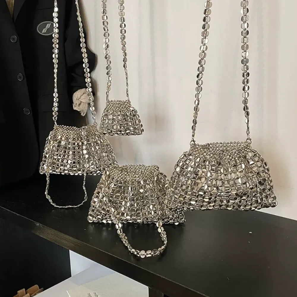 Silver crossbody bags with chain straps