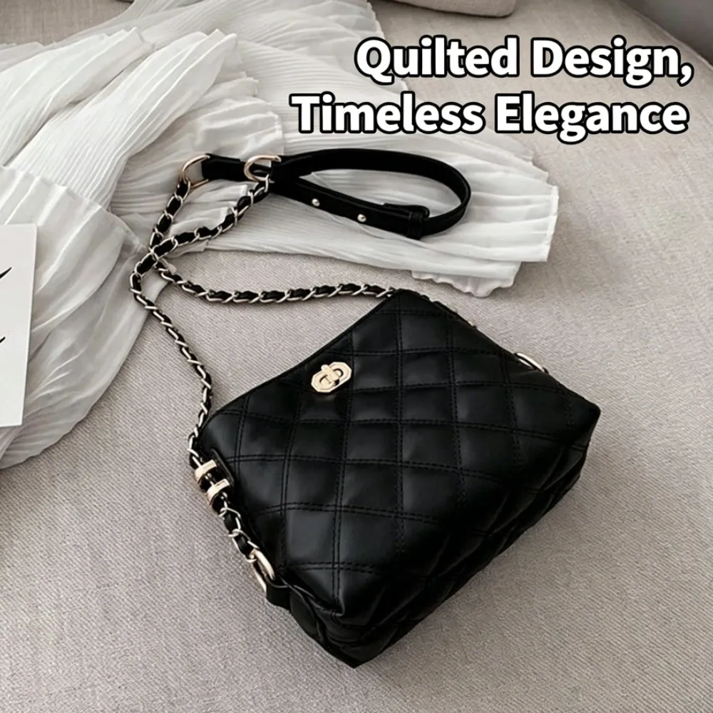 Black quilted crossbody bag with timeless design