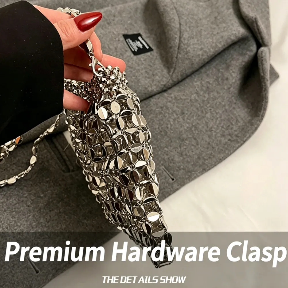Silver acrylic crossbody bag with premium hardware clasp