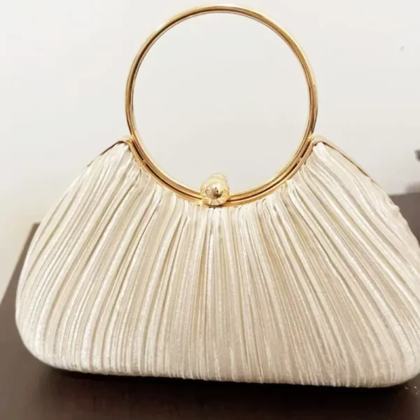 White pleated handbag for women