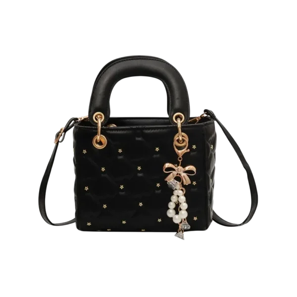 Black PU leather handbag for women