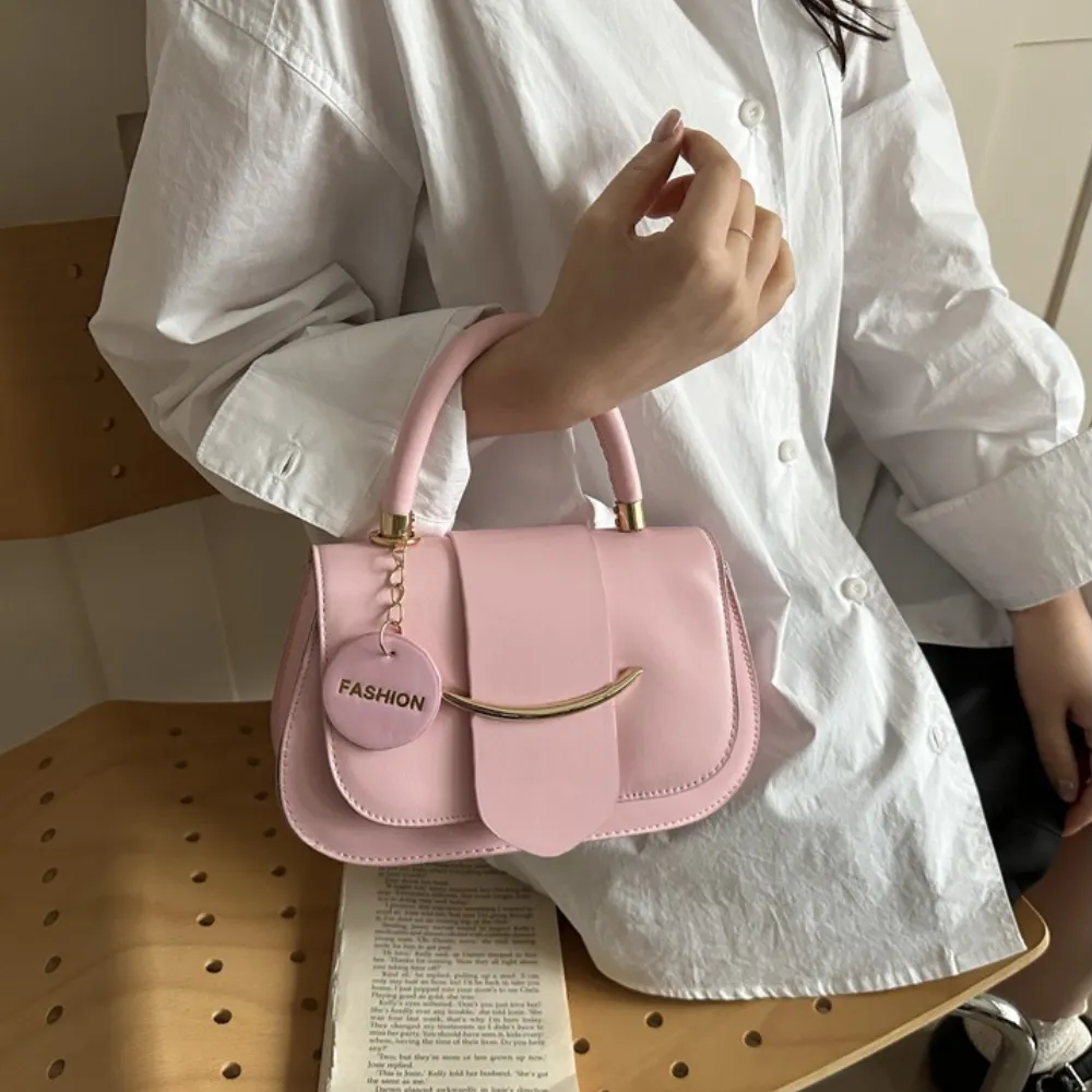 Pink classic PU handbag for women