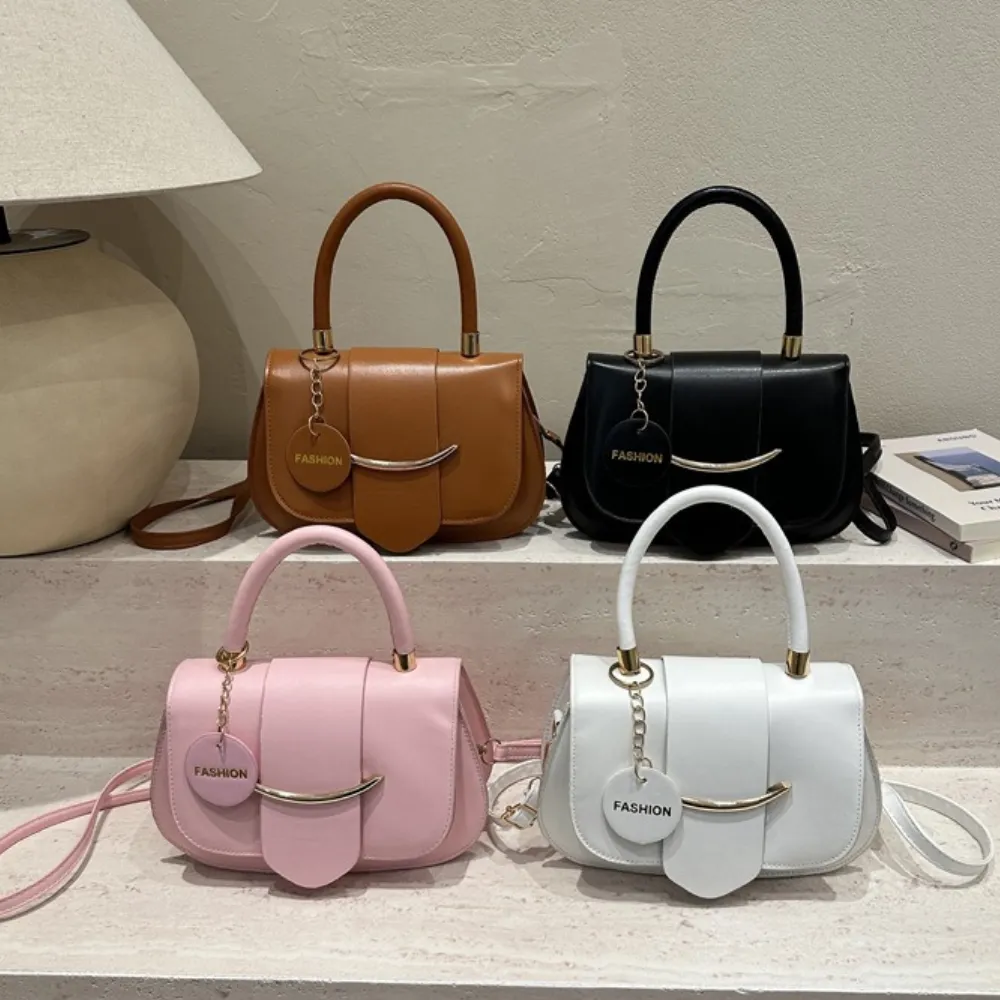 Classic PU handbags in white black brown and pink