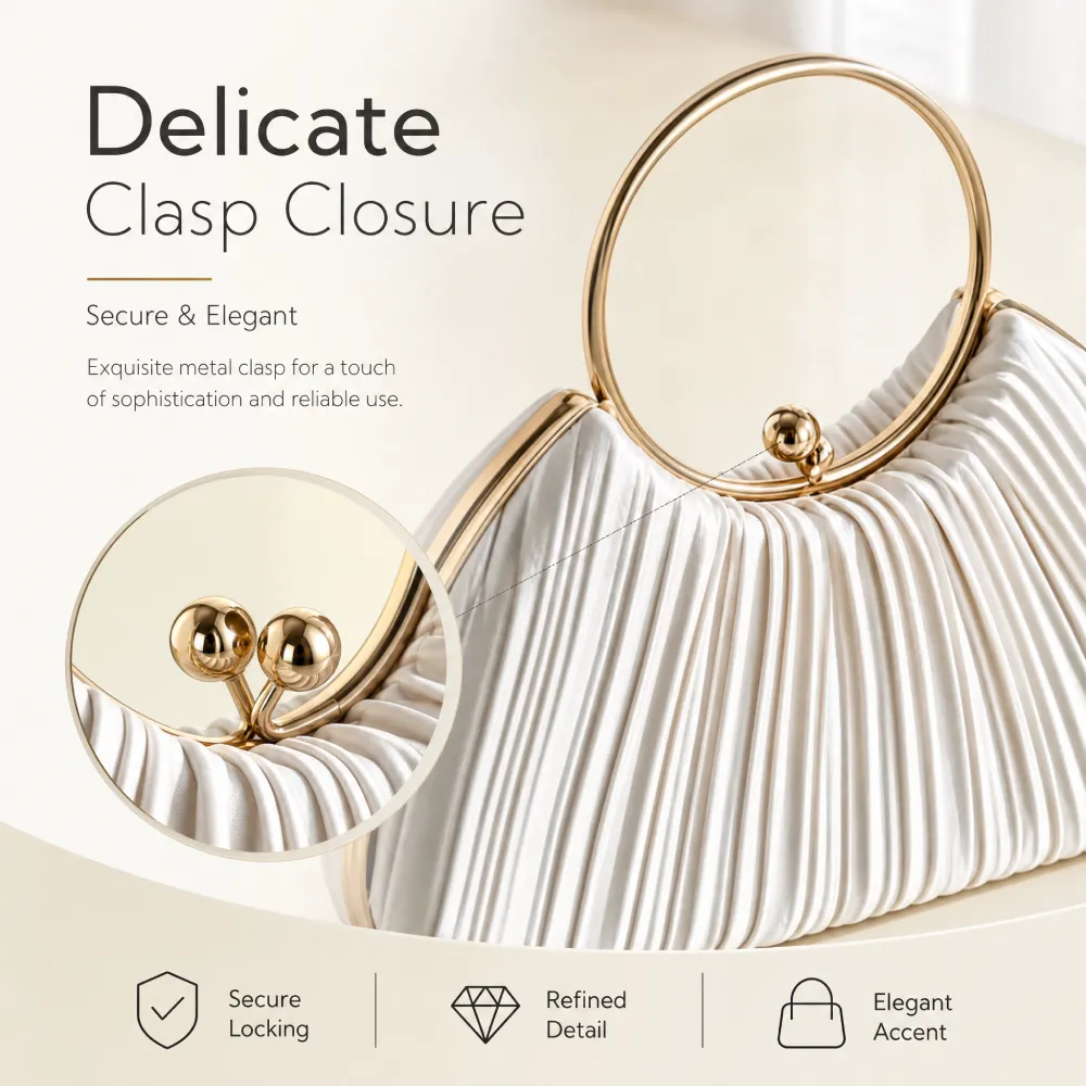 handbag for women with delicate gold clasp closure