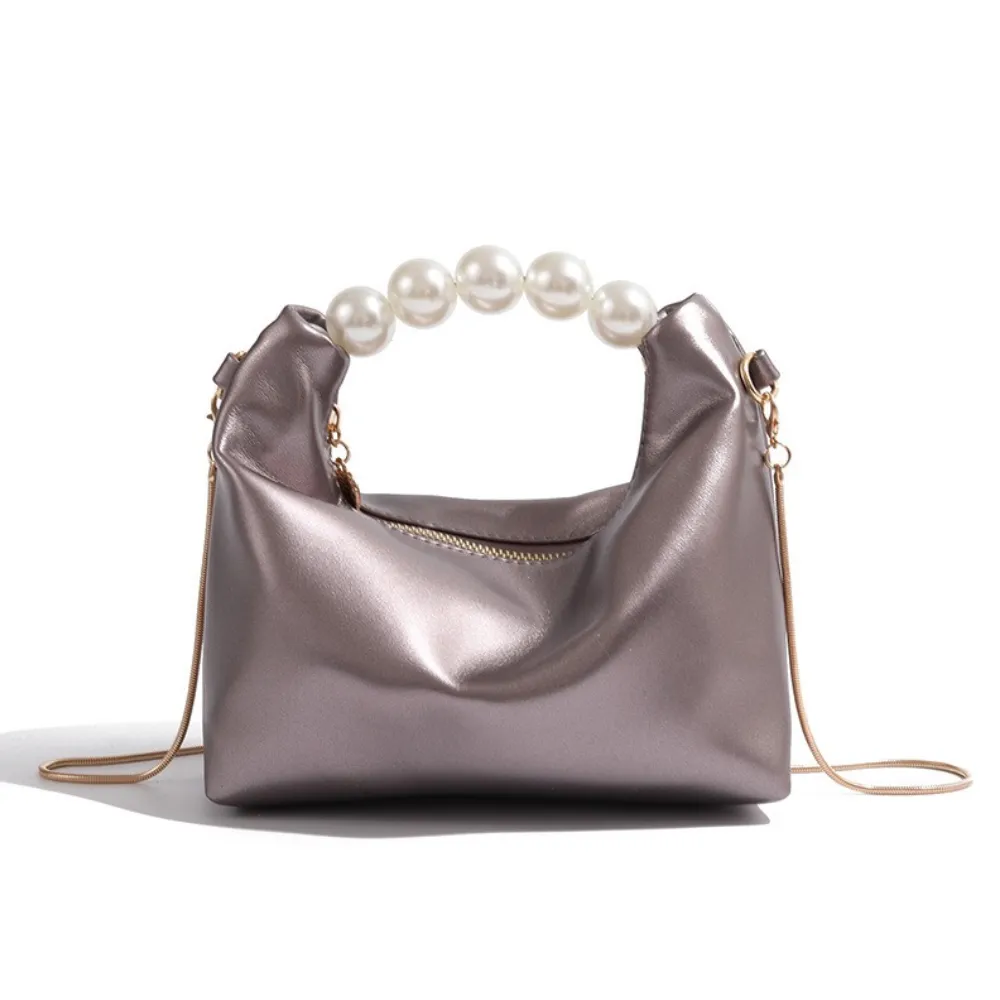 Crodar mauve handbag for women with pearl handle