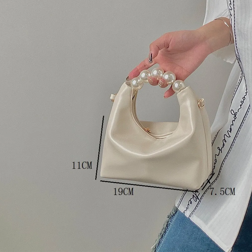 Crodar cream handbag for women with pearl handle size
