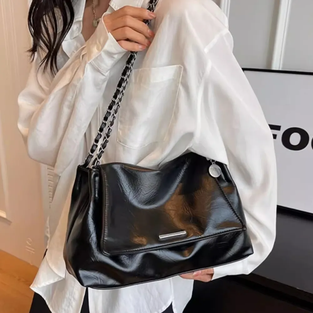 black leather bag