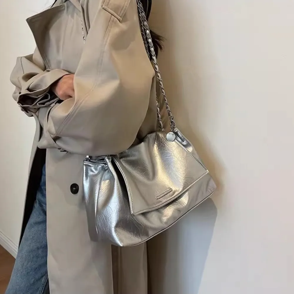 silver leather bag