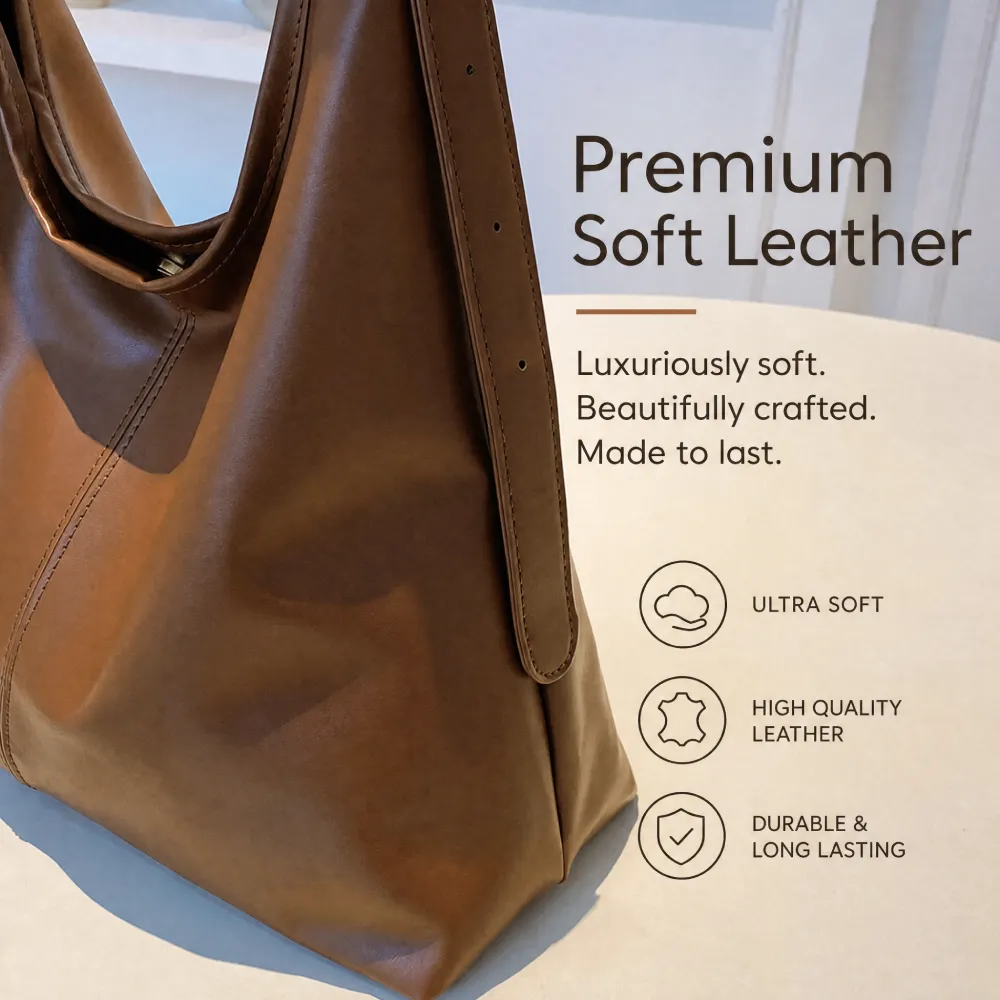 premium soft leather shoulder bag for women
