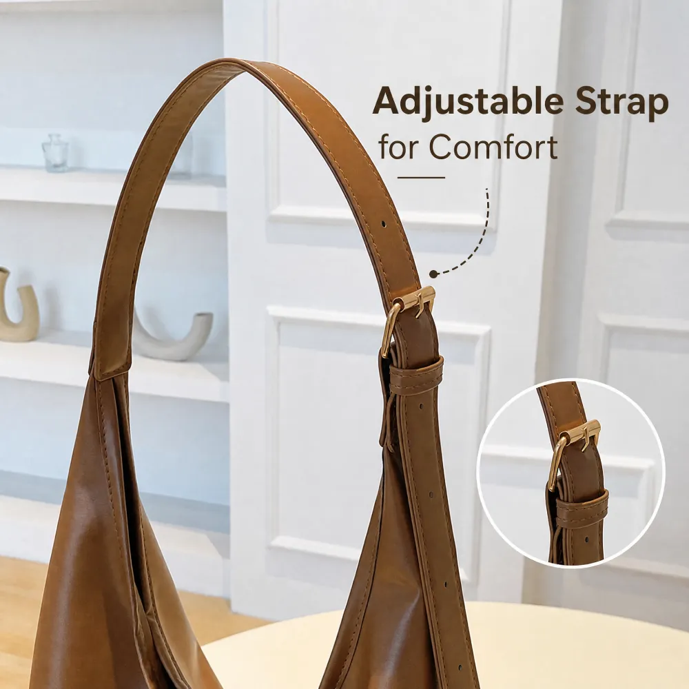 adjustable strap leather shoulder bag for women