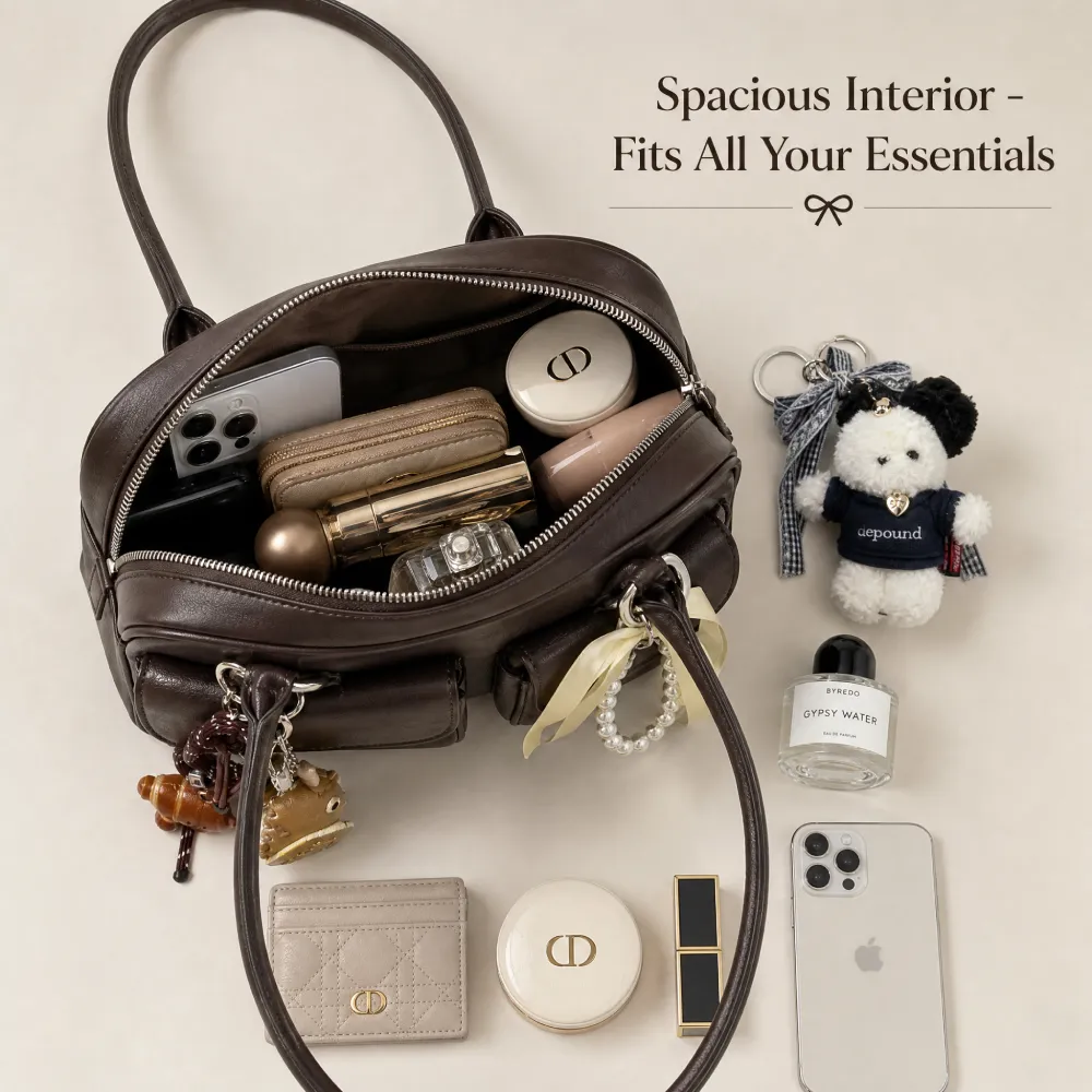 large capacity PU leather shoulder bag for women with spacious interior