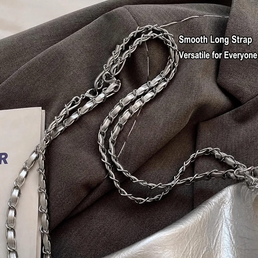 Long chain strap leather shoulder bag for women