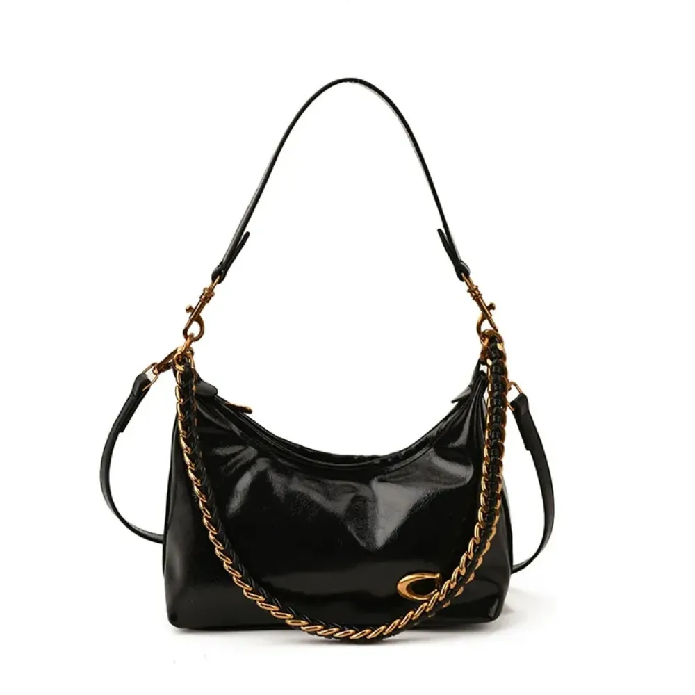 Black women's shoulder bag with adjustable strap