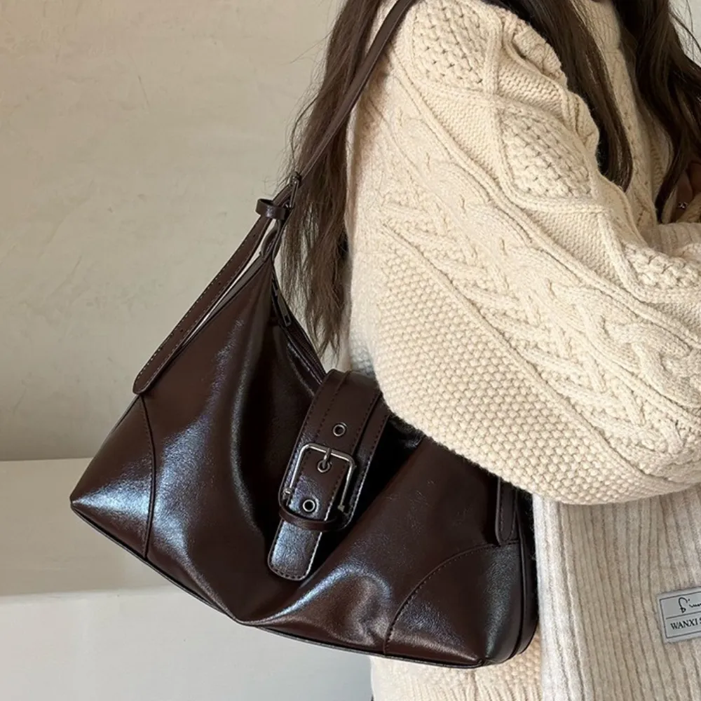 Brown hobo shoulder bag for women