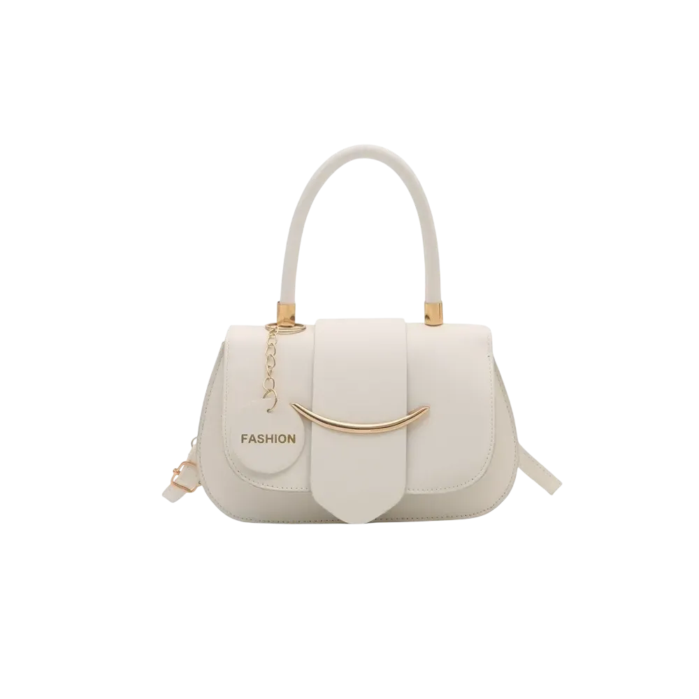 White classic PU handbag for women