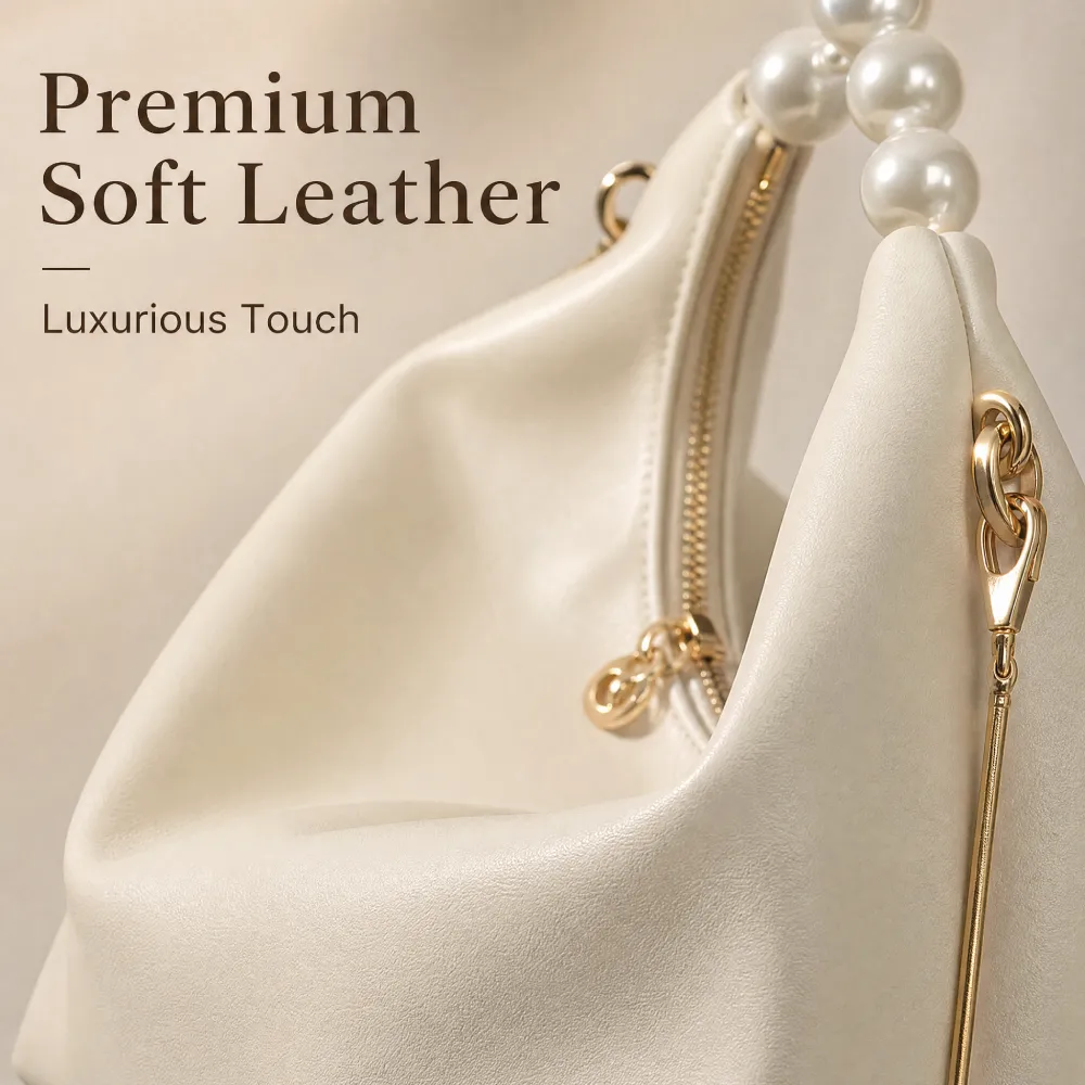 White leather handbag for women with premium soft leather finish