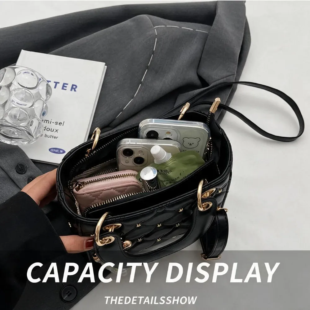 Black handbag for women with spacious interior and organized storage