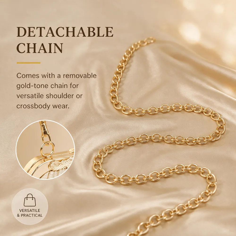 Detachable gold chain women handbag detail