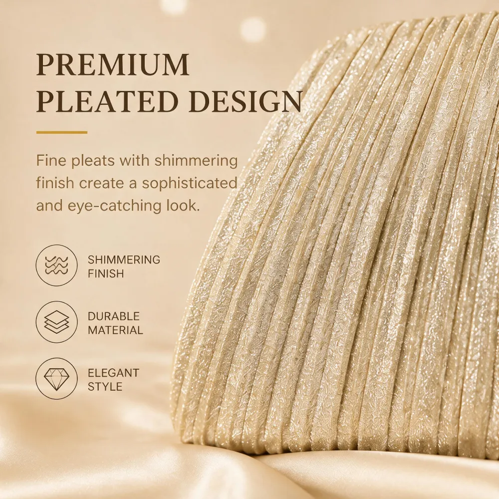 Shimmering pleated women handbag with premium finish