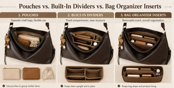 Pouches vs. Built-In Dividers vs. Bag