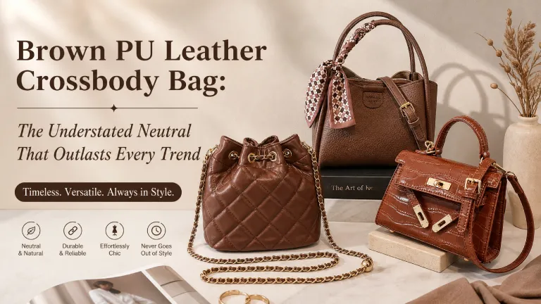 brown pu leather crossbody bag