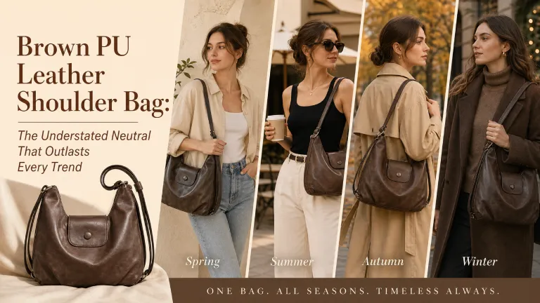 brown PU Leather shoulder bag