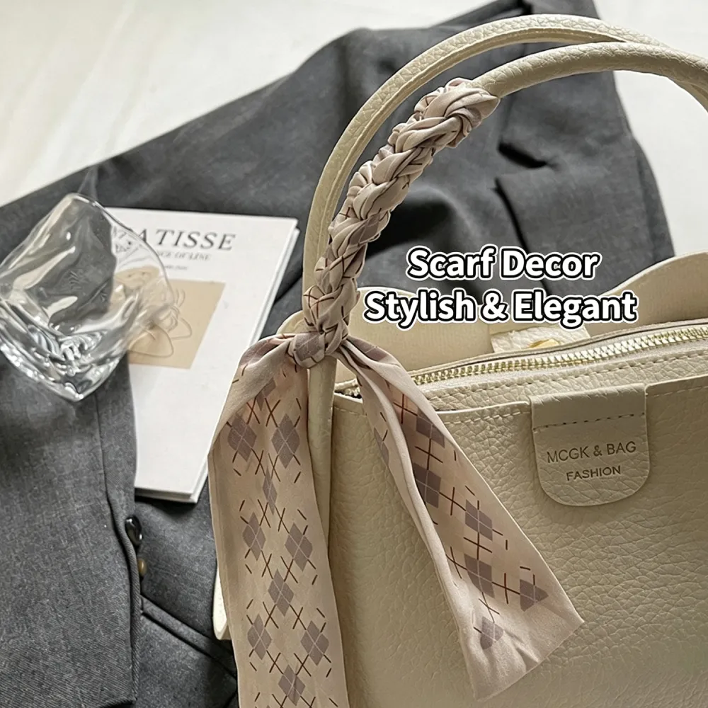 Stylish crossbody bag with decorative scarf detail