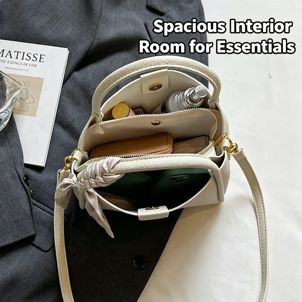 Spacious interior of a women's crossbody bag