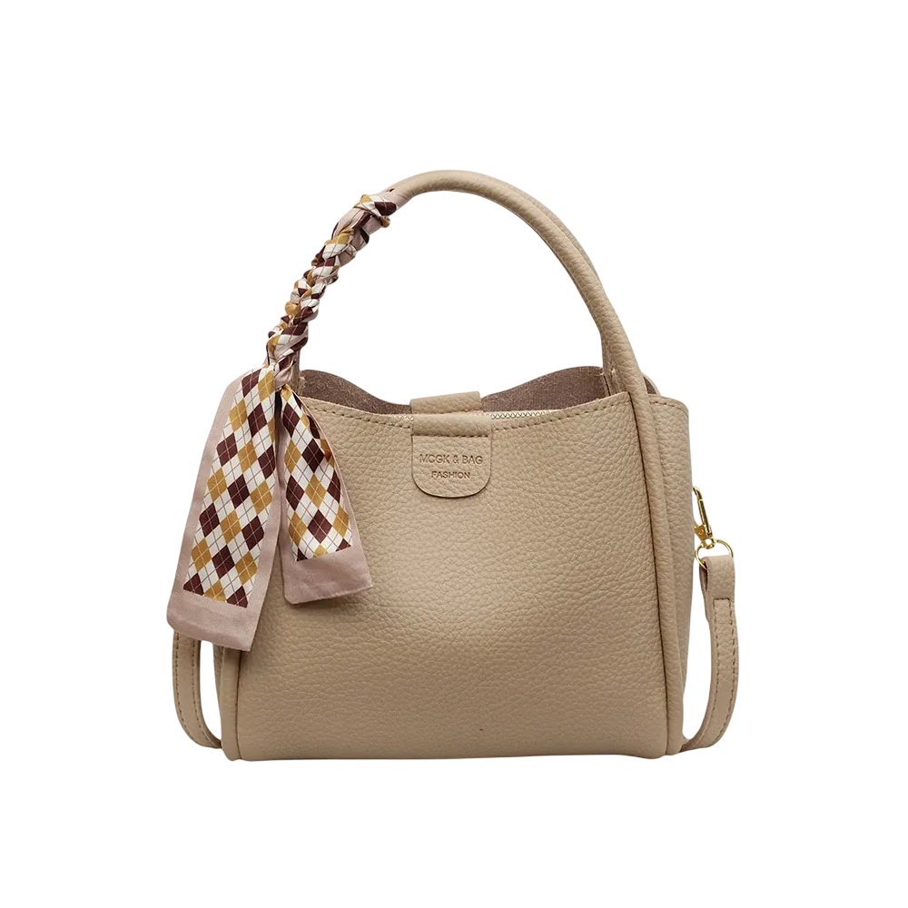 crossbody bag with decorative scarf detail