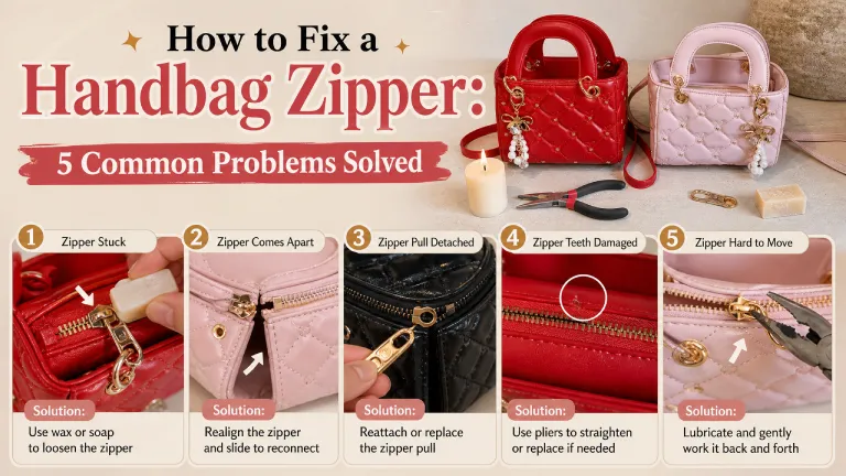 how to fix a handbag zipper