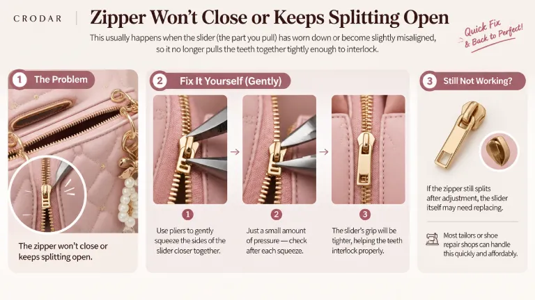 Zipper Won't Close or Keeps Splitting Open