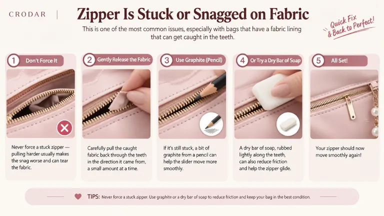 Zipper Is Stuck or Snagged on Fabric